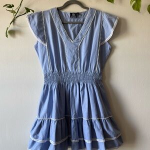 Madison Mathews Light Blue Ruffle Hem Dress size L